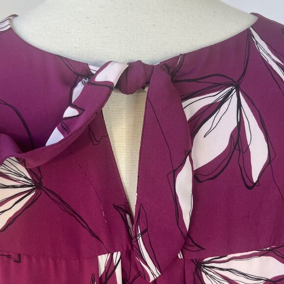41 Hawthorn Blouse Womens 1X Burgundy Flare Sleeves Floral - Picture 6 of 9
